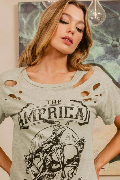 BiBi Cotton Slub Laser Top American Cow Boy Graphic - Shop Style & More | Fresh Looks, Everyday Deals & Free Shipping