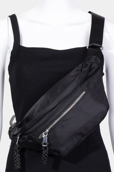 Fame Nylon Crossbody Bag with Adjustable Strap Black One Size Bags