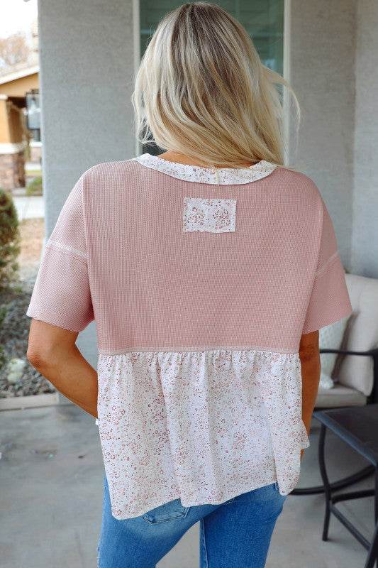 Legacy Waffle Floral Exposed Seam Top - Shop Style & More | Fresh Looks, Everyday Deals & Free Shipping