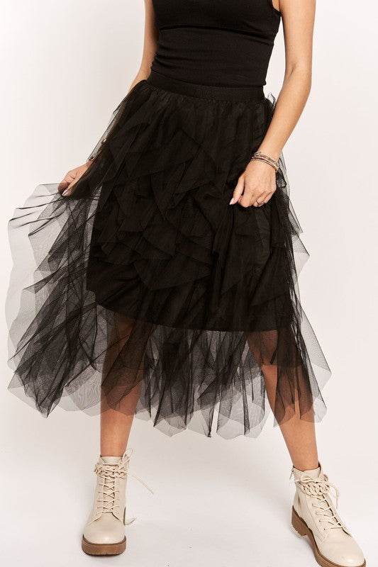ADORA Ruffled Elastic Waist Midi Skirt - Shop Style & More | Fresh Looks, Everyday Deals & Free Shipping