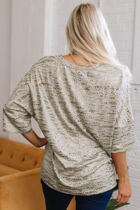 Bailee Leopard Half Sleeve V Neck Loose Fit Top - Shop Style & More | Fresh Looks, Everyday Deals & Free Shipping