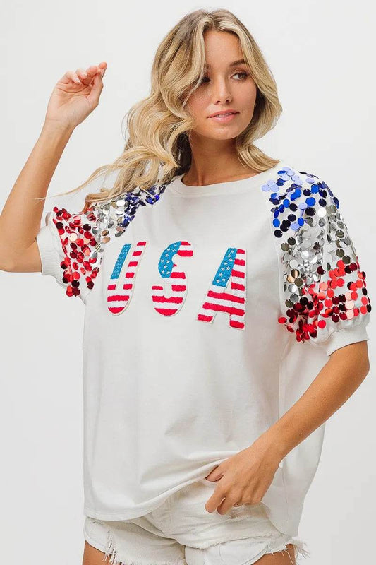 BiBi American Flag Theme Sequin Top - Shop Style & More | Fresh Looks, Everyday Deals & Free Shipping