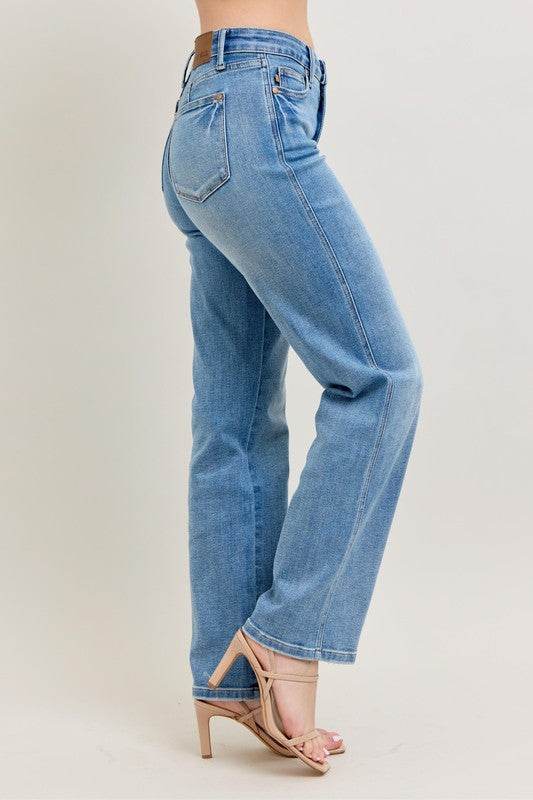 Judy Blue Full Size Tummy Control Vintage Wash Straight Jeans Plus Size - Shop Style & More | Fresh Looks, Everyday Deals & Free Shipping