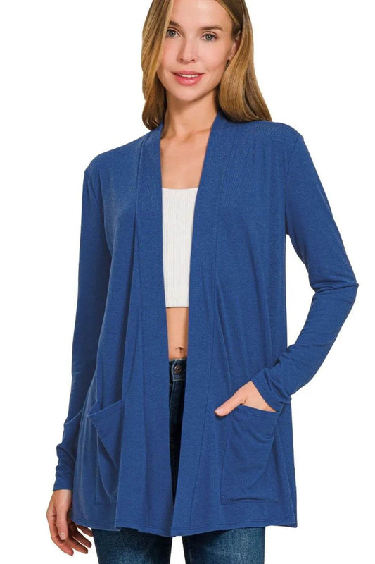 Zenana Slouchy Lightweight Open Front Pocket Cardigan - Shop Style & More | Fresh Looks, Everyday Deals & Free Shipping
