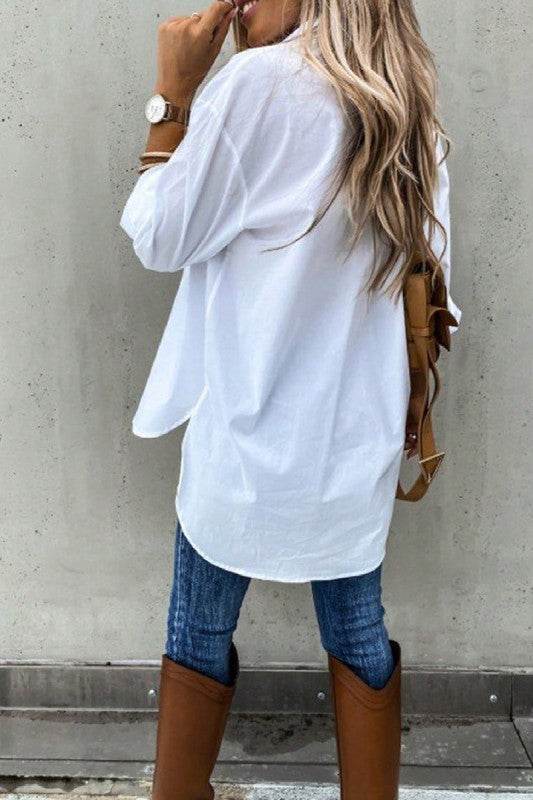 Solid Button Up Pockets Long Sleeves Blouse - Shop Style & More | Fresh Looks, Everyday Deals & Free Shipping