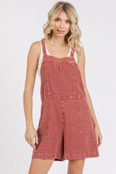 Mittoshop Textured Knotted Overalls with Wide Straps DK MAUVE Jumpsuits