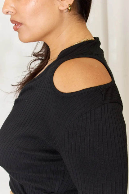 Culture Code Full Size Ribbed Surplice Cold Shoulder Top - Shop Style & More | Fresh Looks, Everyday Deals & Free Shipping