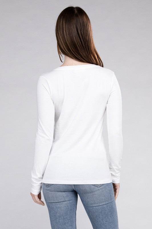 Cotton V-Neck Long Sleeve T-Shirt - Shop Style & More | Fresh Looks, Everyday Deals & Free Shipping