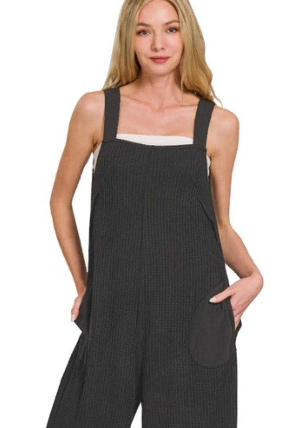 Zenana Knit Waffle Wide Leg Overalls - Shop Style & More | Fresh Looks, Everyday Deals & Free Shipping