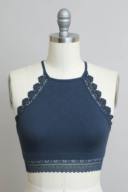High Neck Crochet Lace Trim Bralette - Shop Style & More | Fresh Looks, Everyday Deals & Free Shipping