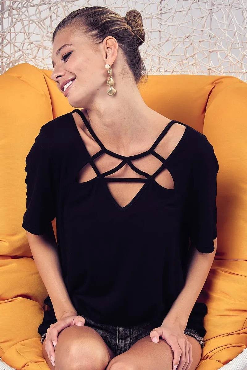BiBi Silky Knit Top with Front Details - Shop Style & More | Fresh Looks, Everyday Deals & Free Shipping