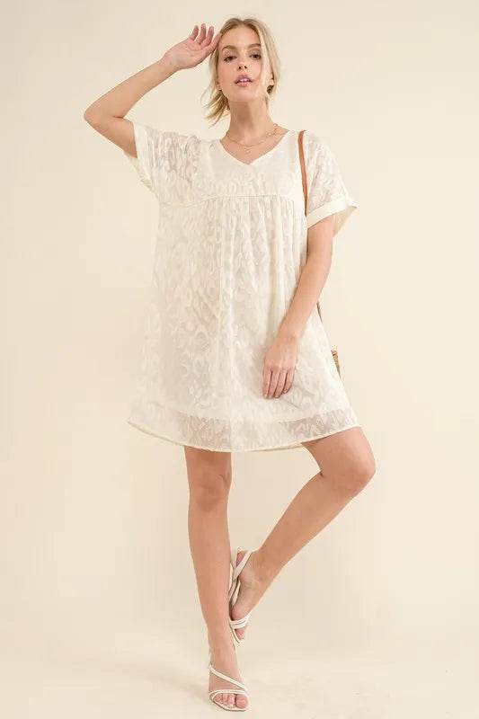 And The Why Woven Leopard Baby Doll Roll-Sleeve Casual Dress - Shop Style & More | Fresh Looks, Everyday Deals & Free Shipping