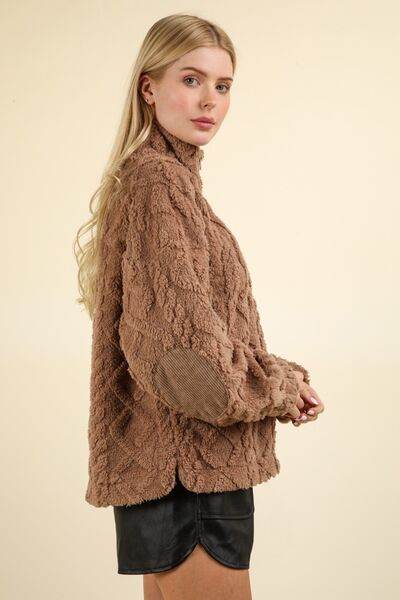 VERY J Fuzzy Fleece Half Zip Cable Pattern Sweatshirt - Shop Style & More | Fresh Looks, Everyday Deals & Free Shipping