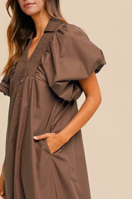 Annie Wear Smocked Puff Sleeve Midi Dress - Shop Style & More | Fresh Looks, Everyday Deals & Free Shipping