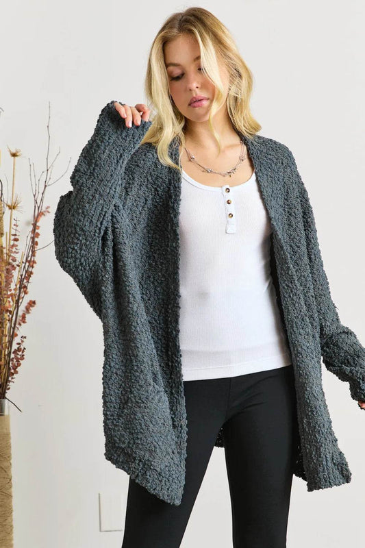 ADORA Popcorn Knit Open Front Long Sleeve Cardigan - Shop Style & More | Fresh Looks, Everyday Deals & Free Shipping