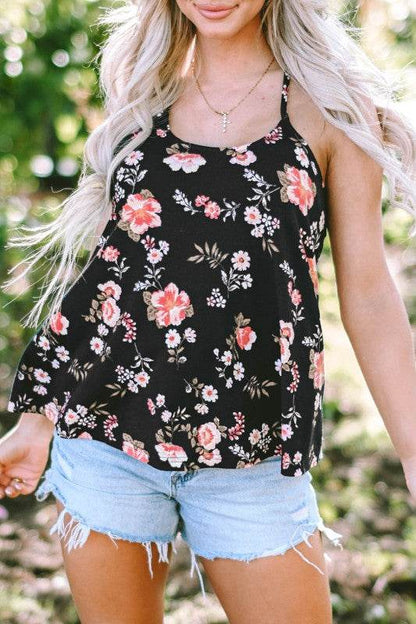 Fallon Floral Spaghetti Straps Strappy Back Tank T - Shop Style & More | Fresh Looks, Everyday Deals & Free Shipping