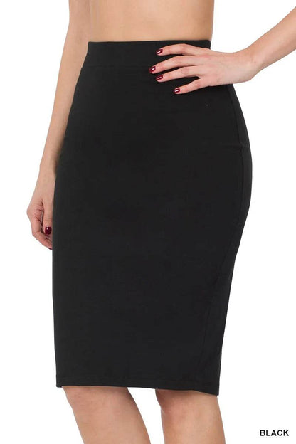 Zenana Premium Cotton Basic Knee Skirt - Shop Style & More | Fresh Looks, Everyday Deals & Free Shipping