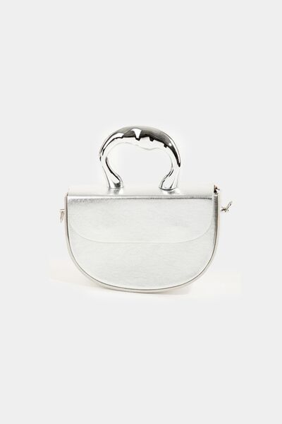 Fame Glossy Semi Circle Top Handle Bag Silver One Size Bags