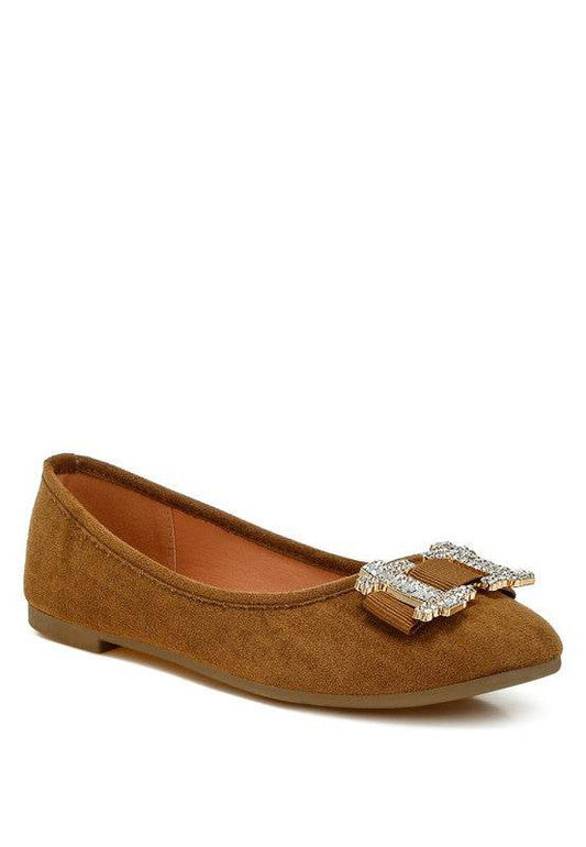 Prajik Rhinestone Buckle Detail Ballerinas - Shop Style & More | Fresh Looks, Everyday Deals & Free Shipping