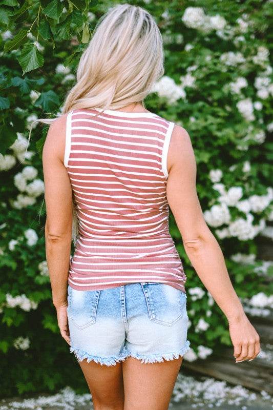 Kamari Stripe Contrast Round Neck Sleeveless Slim - Shop Style & More | Fresh Looks, Everyday Deals & Free Shipping