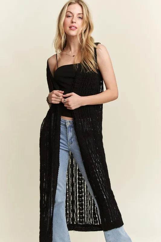 ADORA Button Down Crochet Long Cardigan - Shop Style & More | Fresh Looks, Everyday Deals & Free Shipping