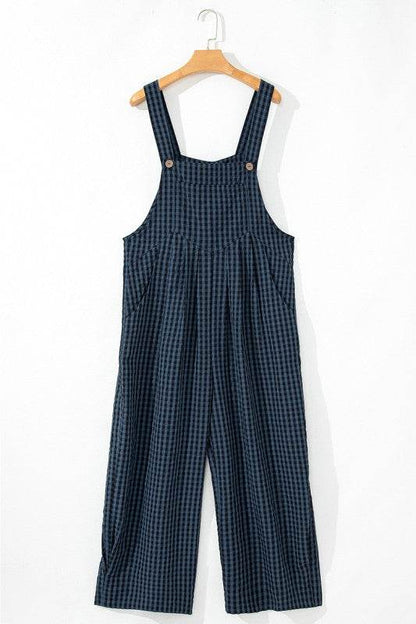 Plaid Print Buttoned Pocketed High Waist Jumpsuits - Shop Style & More | Fresh Looks, Everyday Deals & Free Shipping