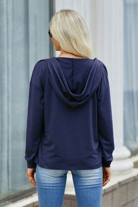 Solid Lace Trim Long Sleeve Loose Hoodie - Shop Style & More | Fresh Looks, Everyday Deals & Free Shipping