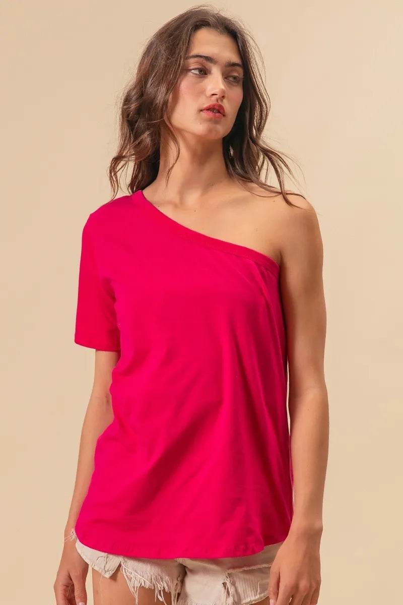 BiBi Cotton Span Knit One Shoulder Top - Shop Style & More | Fresh Looks, Everyday Deals & Free Shipping