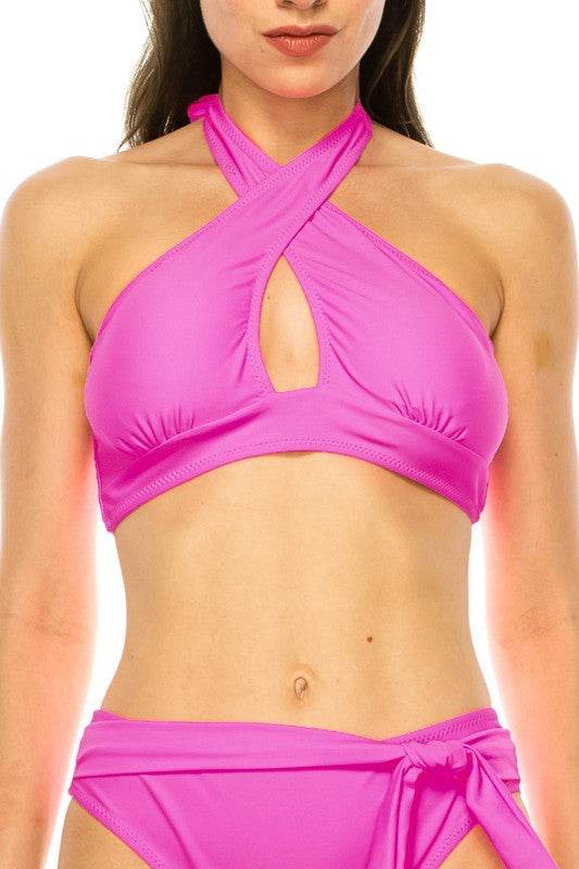 TWO PIECE CRISS CROSS NECKLINE BOW TIED BIKINI - Shop Style & More | Fresh Looks, Everyday Deals & Free Shipping