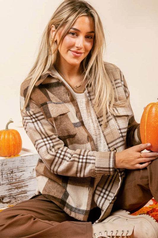 Women Flannel Plaid Double Flap Pocket Jackets - Shop Style & More | Fresh Looks, Everyday Deals & Free Shipping