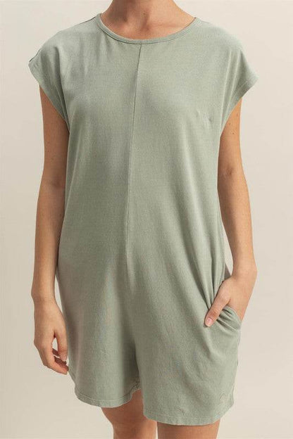 HYFVE Round Neck Cap Sleeve Relaxed Fit Breezy Romper - Shop Style & More | Fresh Looks, Everyday Deals & Free Shipping
