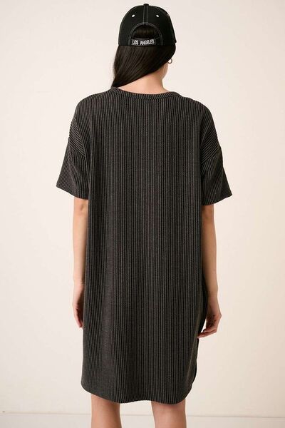 Mittoshop Urban Rib Knit Short Sleeve Tee Dress Casual Dresses