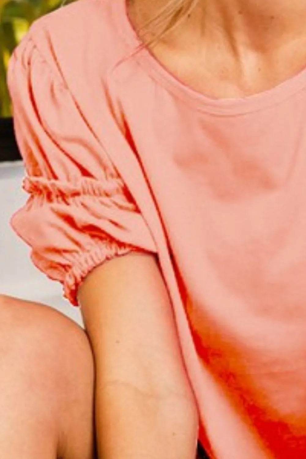 BiBi Cotton Span Shrring Detailed Round Neck Top - Shop Style & More | Fresh Looks, Everyday Deals & Free Shipping