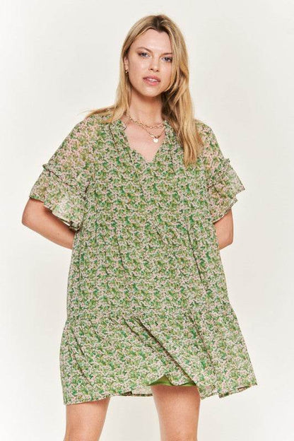 Floral print v-neck mini dress JBJ1054-1 - Shop Style & More | Fresh Looks, Everyday Deals & Free Shipping