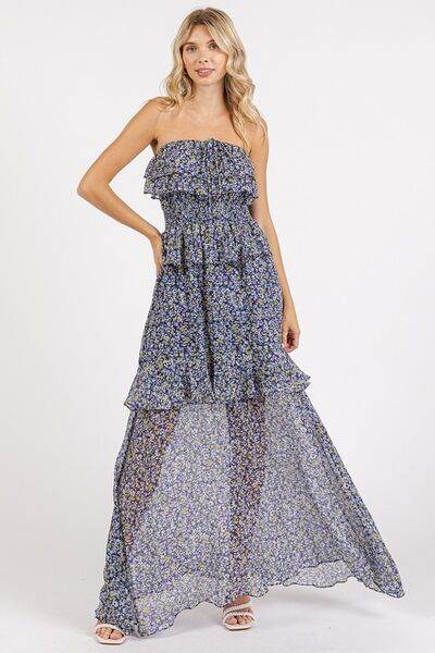 Mittoshop Ruffled Smocked Floral Halter Neck Maxi Dress - Shop Style & More | Fresh Looks, Everyday Deals & Free Shipping
