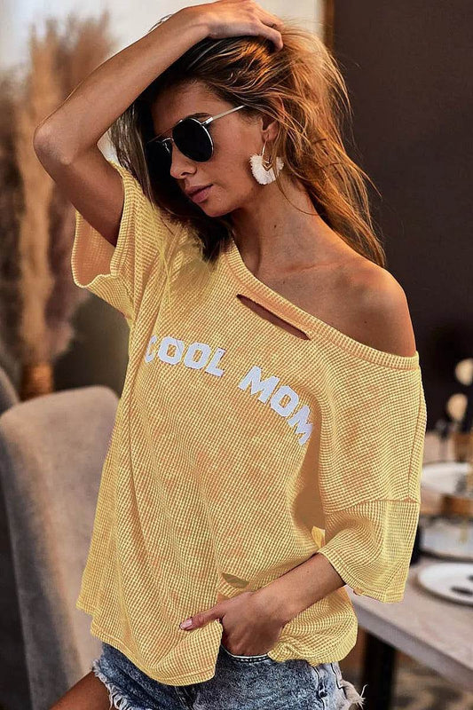 BiBi Washed Laser Cut Detail Cool Mom Print Thermal Top - Shop Style & More | Fresh Looks, Everyday Deals & Free Shipping