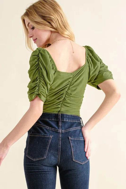 And The Why Buttery Soft Ruched Detailed Jersey Bodysuit - Shop Style & More | Fresh Looks, Everyday Deals & Free Shipping