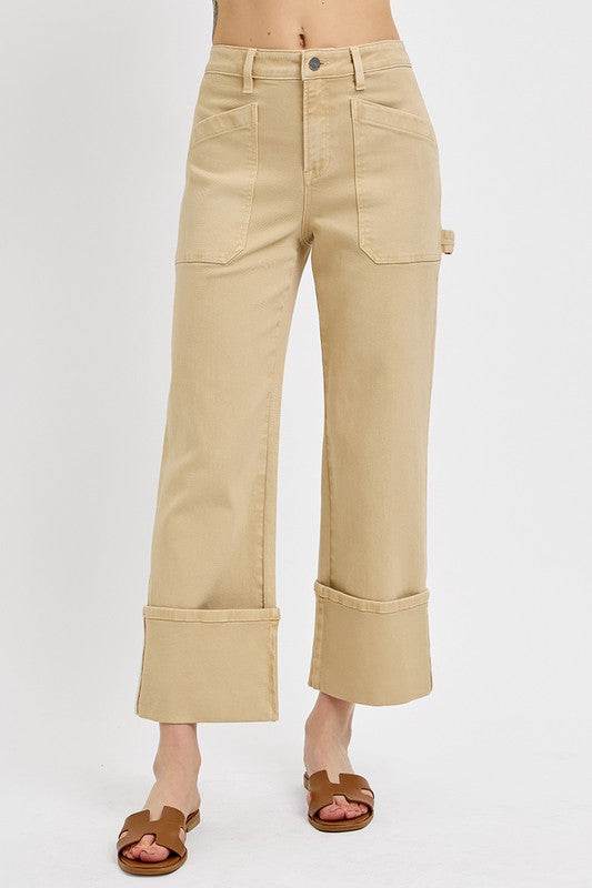 RISEN Full Size High Rise Wide Straight Cuffed Patch Jeans Plus Size - Shop Style & More | Fresh Looks, Everyday Deals & Free Shipping