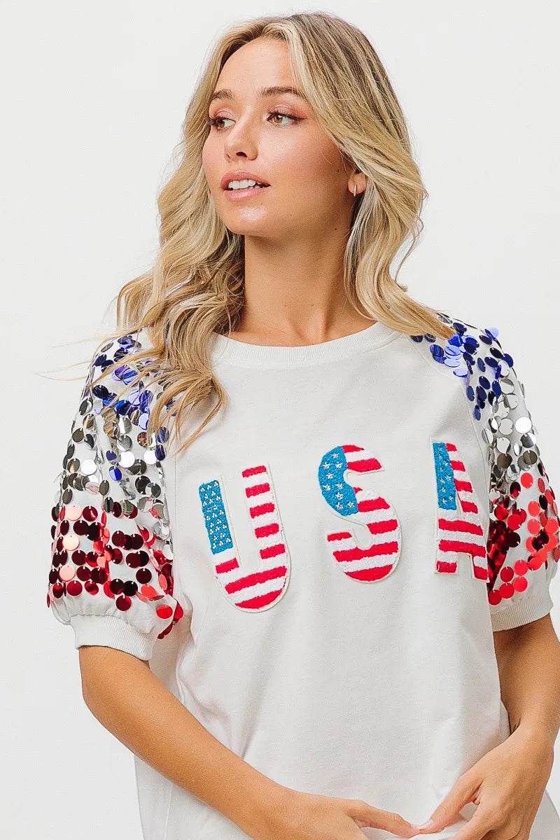 BiBi American Flag Theme Sequin Top - Shop Style & More | Fresh Looks, Everyday Deals & Free Shipping
