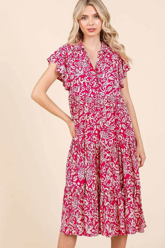Mittoshop Abstract Print Ruffle Tier Midi Dress - Shop Style & More | Fresh Looks, Everyday Deals & Free Shipping