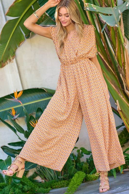 Printed V-Neck Sleeveless Jumpsuit - Shop Style & More | Fresh Looks, Everyday Deals & Free Shipping