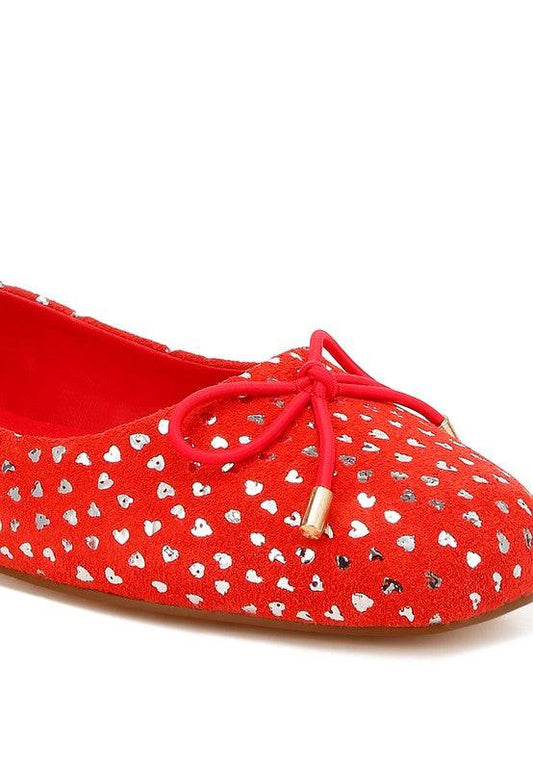 Apollon Bow Detail Foil Print Suede Ballerinas - Shop Style & More | Fresh Looks, Everyday Deals & Free Shipping
