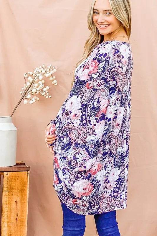 And The Why Floral Print Dolman Sleeve Kimono Cardigan - Shop Style & More | Fresh Looks, Everyday Deals & Free Shipping