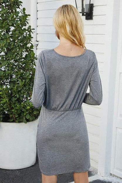 Solid Crew Neck High Waist Drawstring Dress - Shop Style & More | Fresh Looks, Everyday Deals & Free Shipping