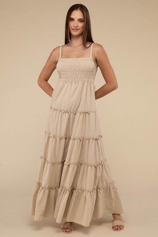 Woven Smocked Top Tiered Cami Maxi Dress - Shop Style & More | Fresh Looks, Everyday Deals & Free Shipping