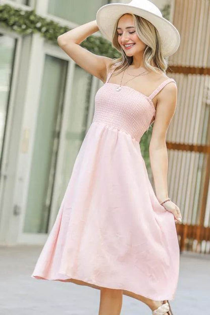 And The Why Smocking Open-Back Sleeveless Midi Dress - Shop Style & More | Fresh Looks, Everyday Deals & Free Shipping