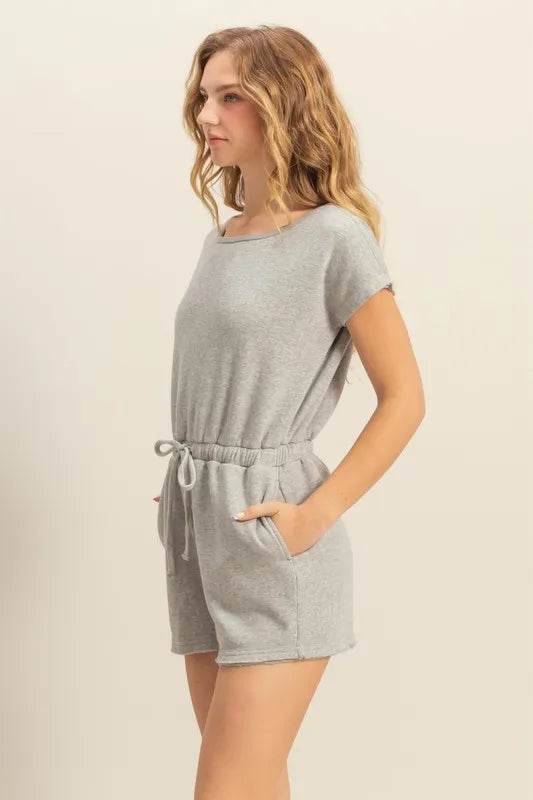 HYFVE Round Neck Short Sleeve Drawstring Waist Romper - Shop Style & More | Fresh Looks, Everyday Deals & Free Shipping