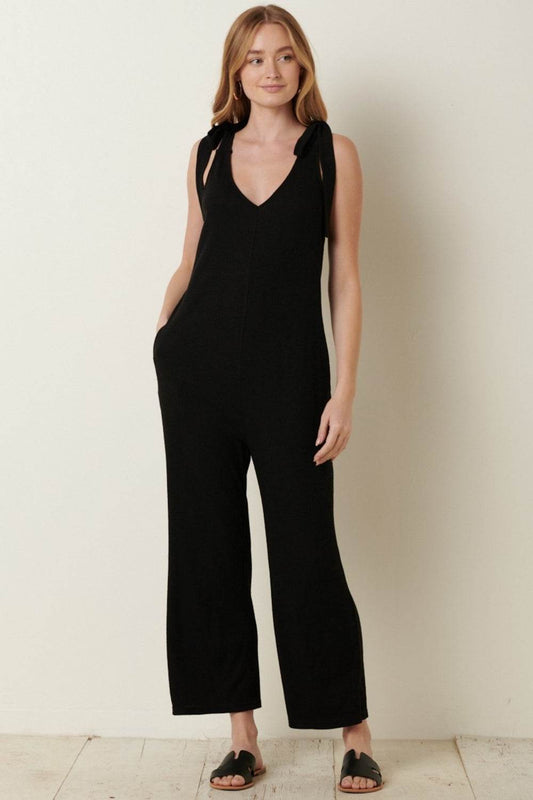 Mittoshop Rib Knit V-Neck Cross Back Jumpsuit - Shop Style & More | Fresh Looks, Everyday Deals & Free Shipping