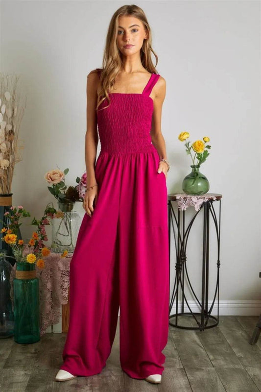 ADORA Smocking Top Wide Leg Jumpsuit - Shop Style & More | Fresh Looks, Everyday Deals & Free Shipping