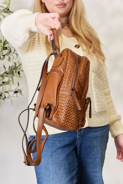 SHOMICO PU Leather Woven Backpack Bags